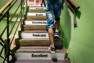 staircase with motivating phrases
