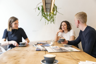 Students around table